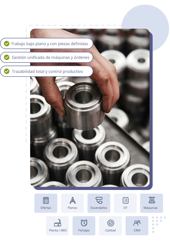 Funcionalidades del ERP para fabricantes de piezas, mecanizados y decoletaje